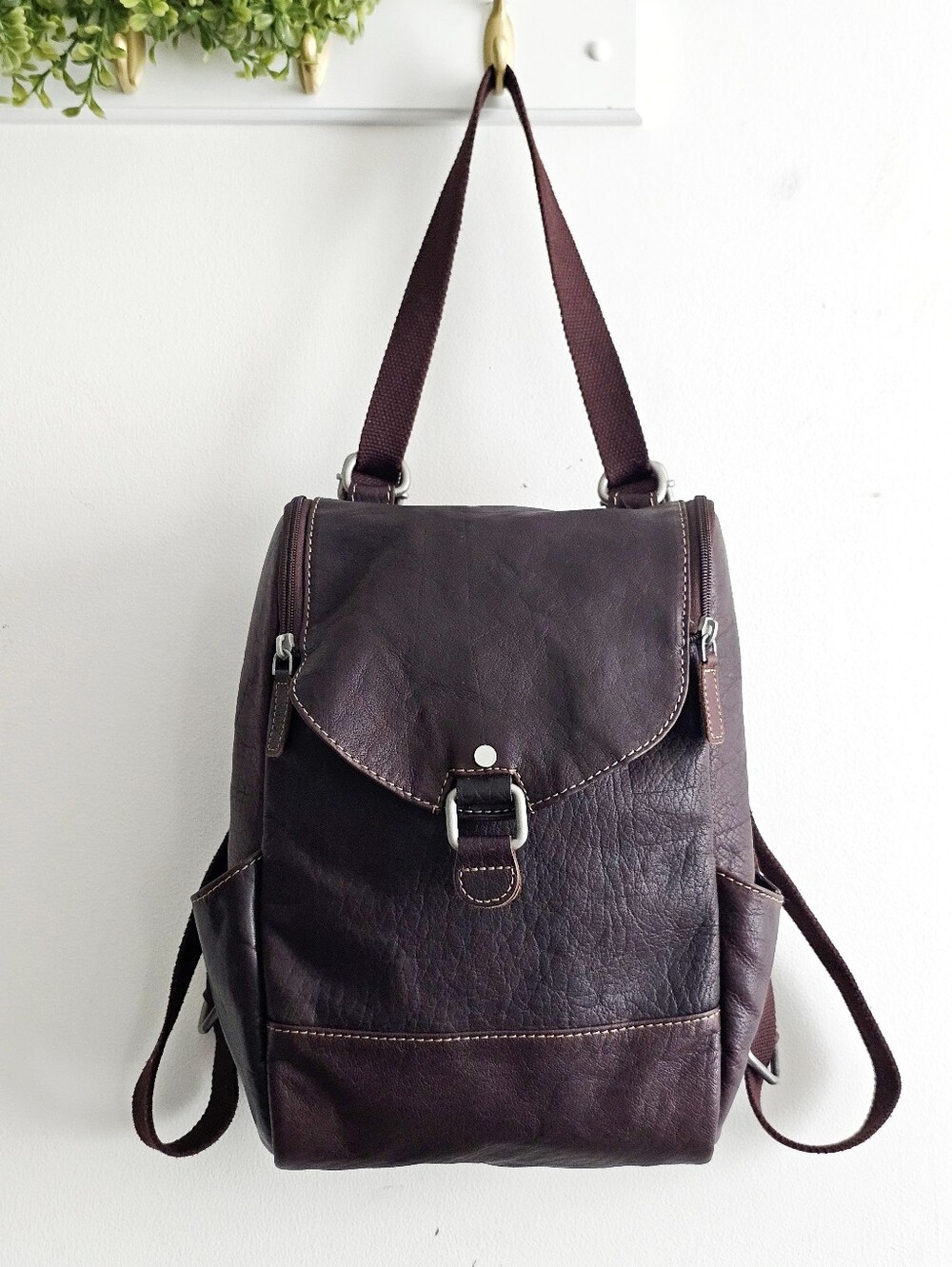 Jack Georges Voyager Small Convertible Backpack Brown Full Grain Buffalo Leather